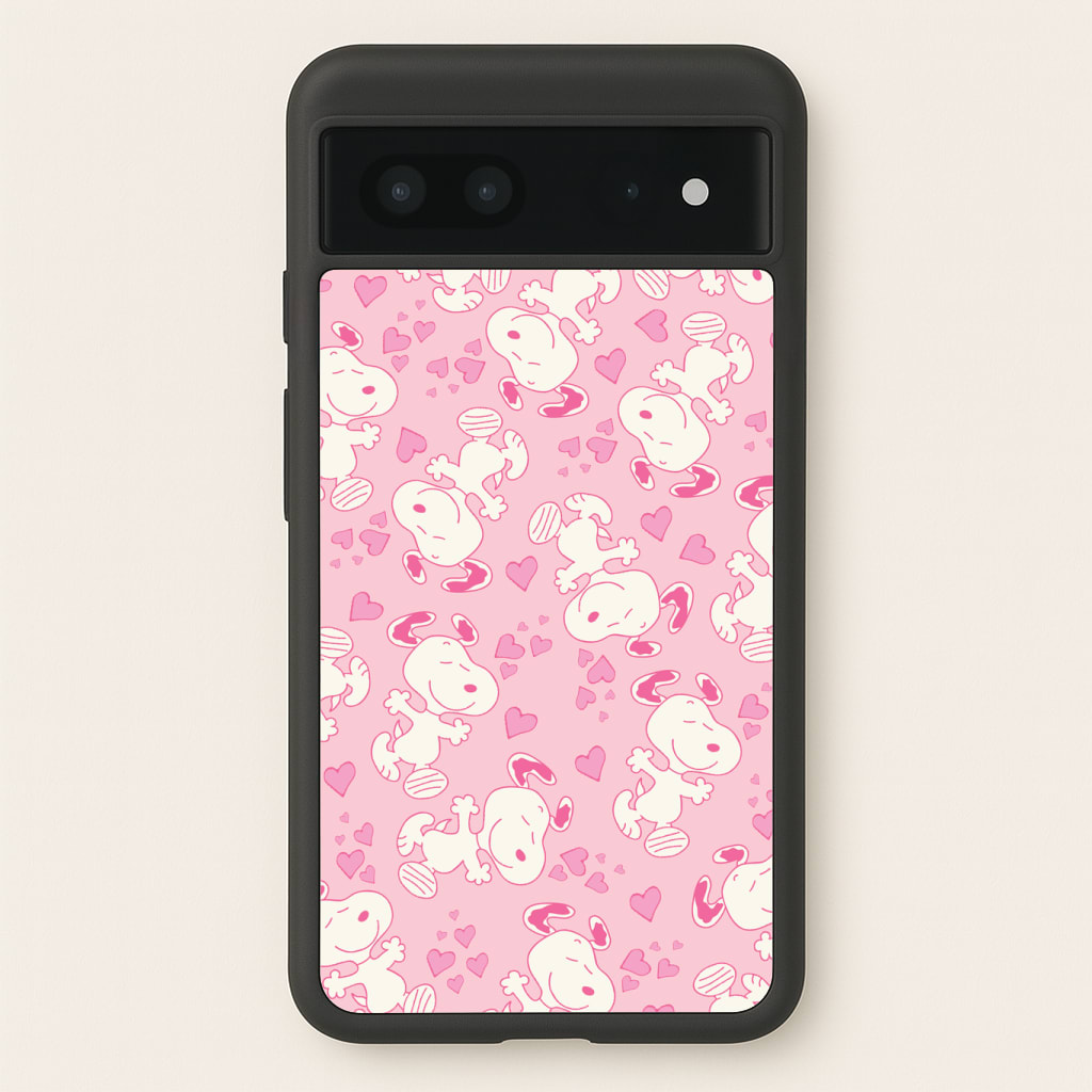 Cartoon Beagle Valentine Hearts Pattern Phone Case