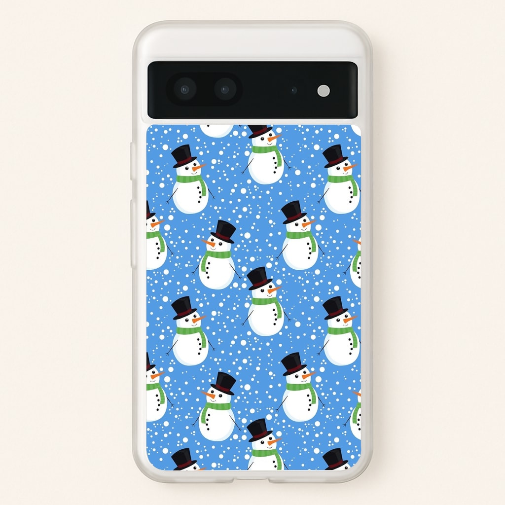Blue Snowman Pattern Phone Case