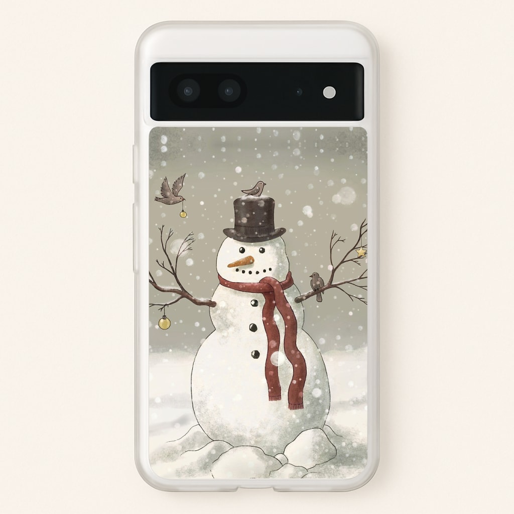 Christmas Snowman Drawing Phone Case