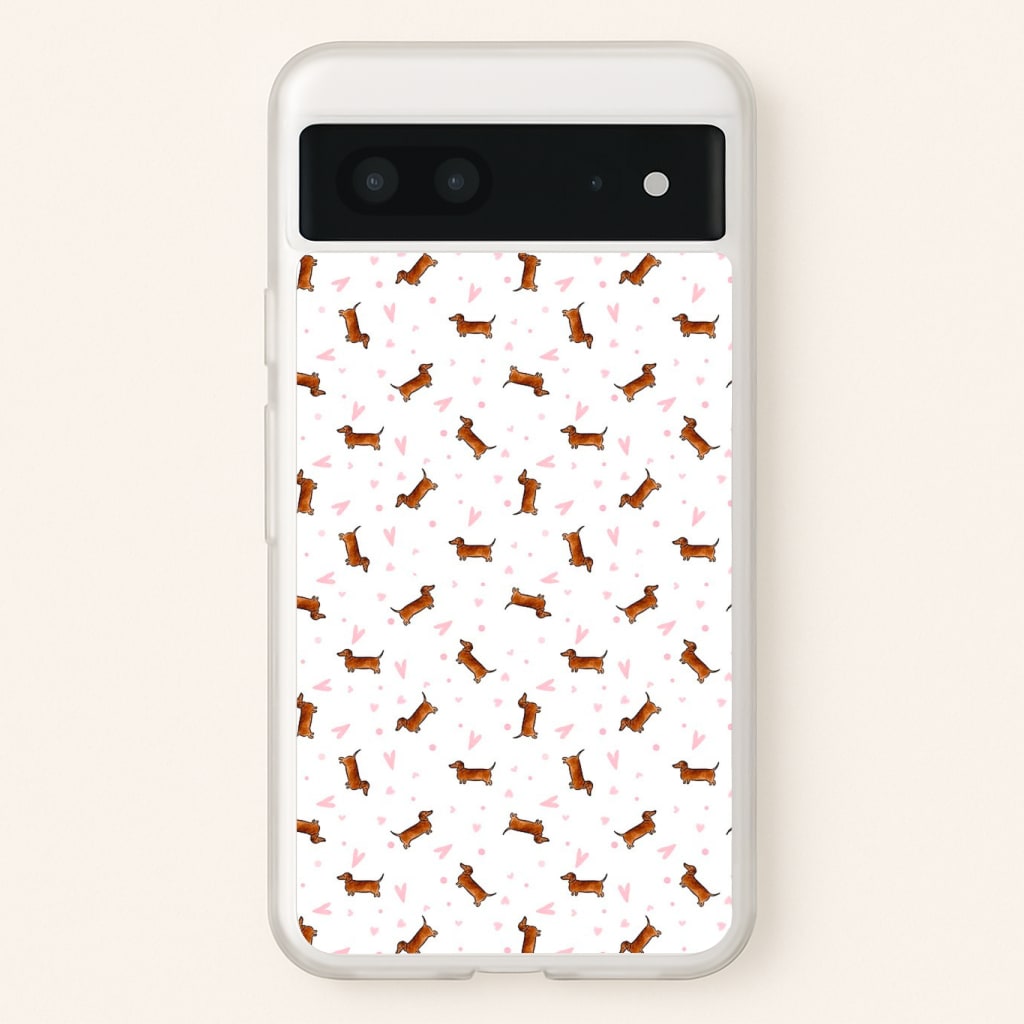Dachshund Pattern - White Phone Case