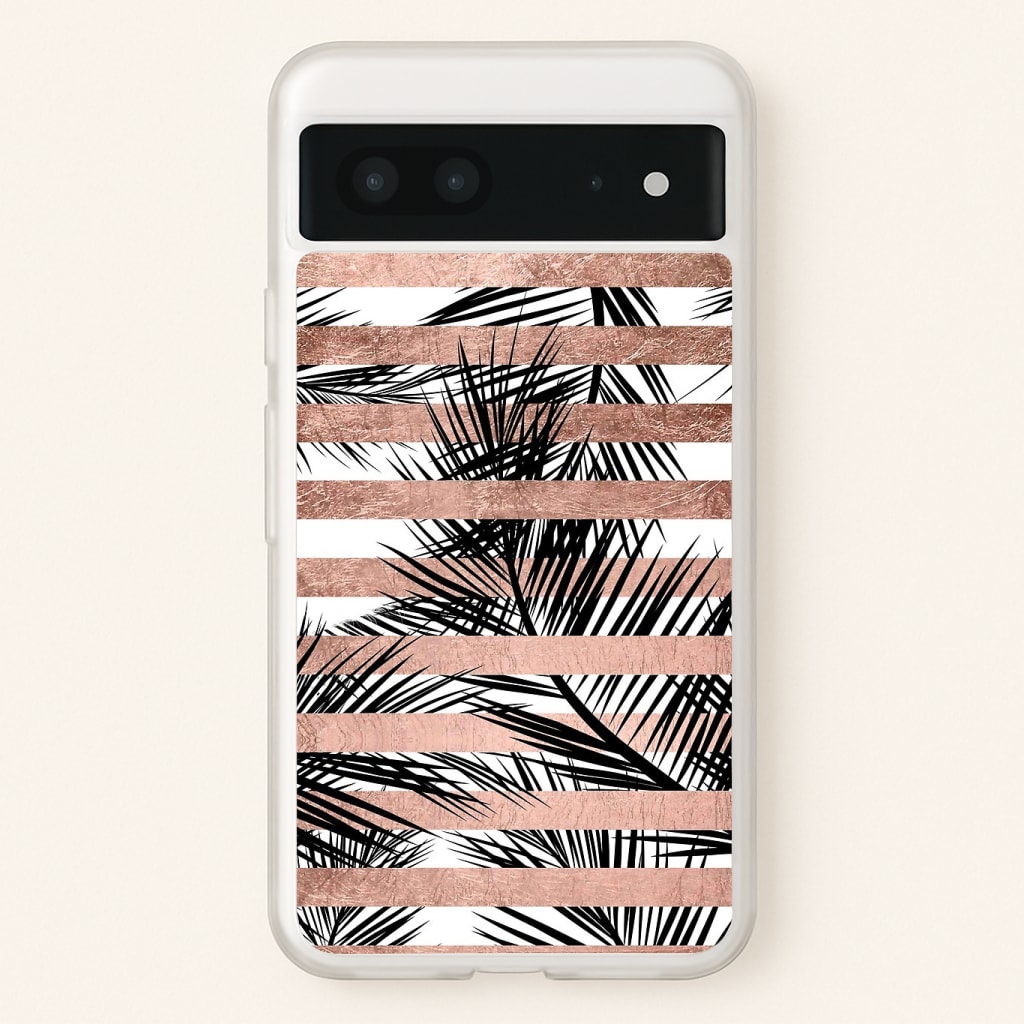 Rose Gold Tropical Palm Leaf Pattern Phone Case