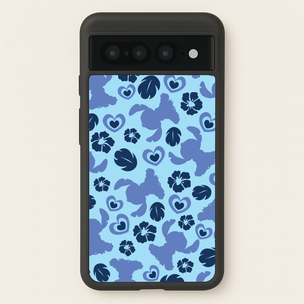 Blue Alien Silhouette Pattern Phone Case