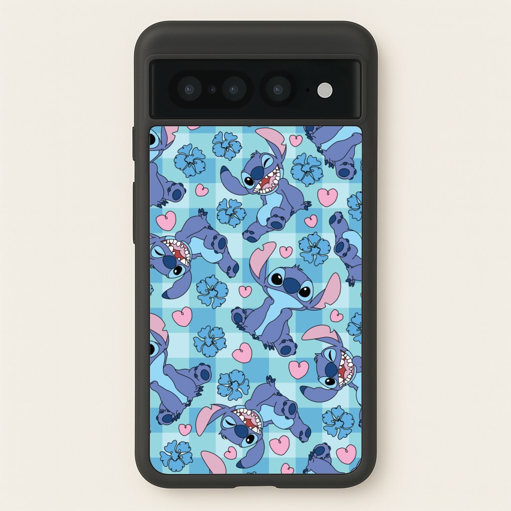 Blue Alien And Hearts Pattern Phone Case