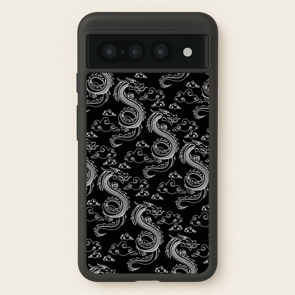 Black And White Dragon Pattern Phone Case