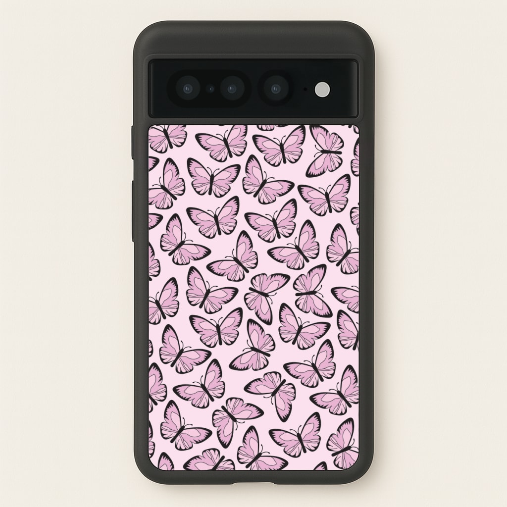 Pink And Black Butterfly - Butterfly Patterns Phone Case