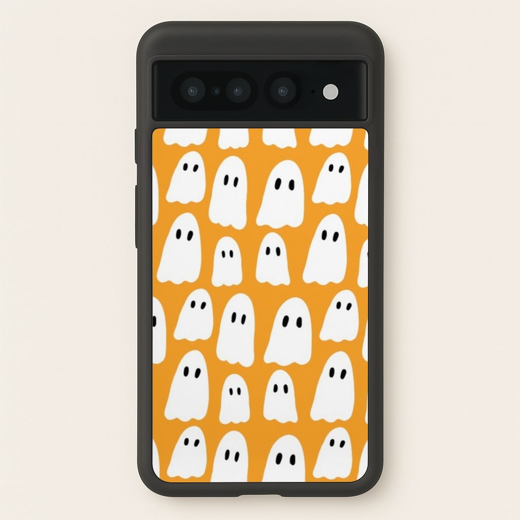 Orange Ghost Halloween Pattern Phone Case