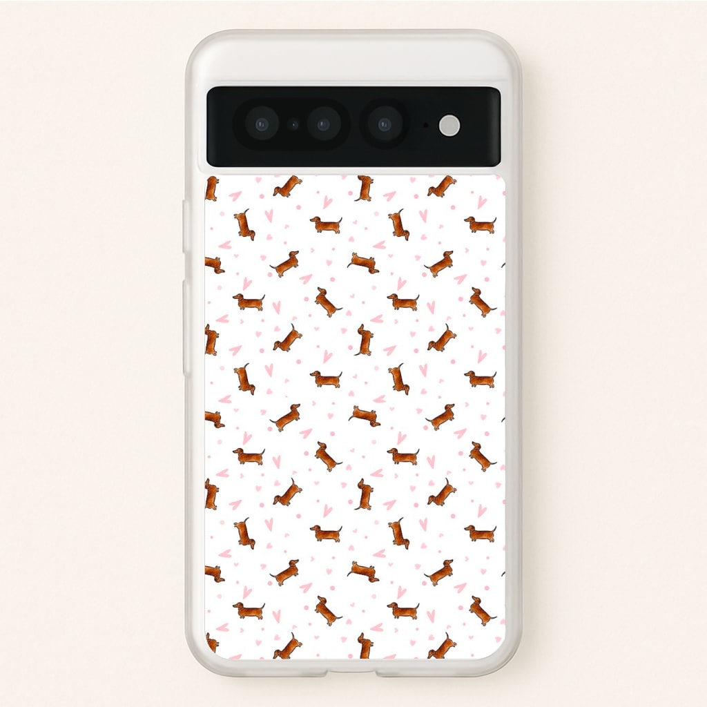 Dachshund Pattern - White Phone Case