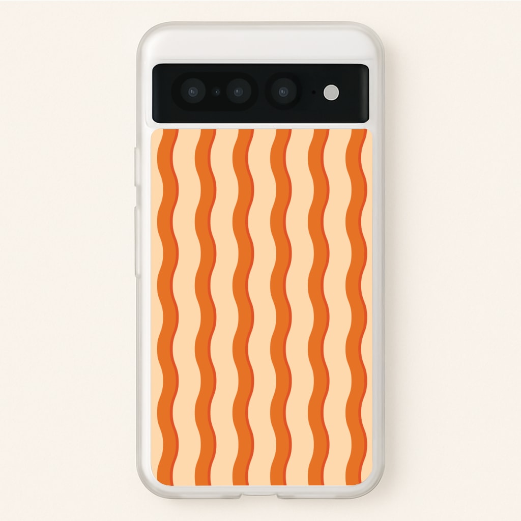 Orange Wavy Stripes Pattern Phone Case