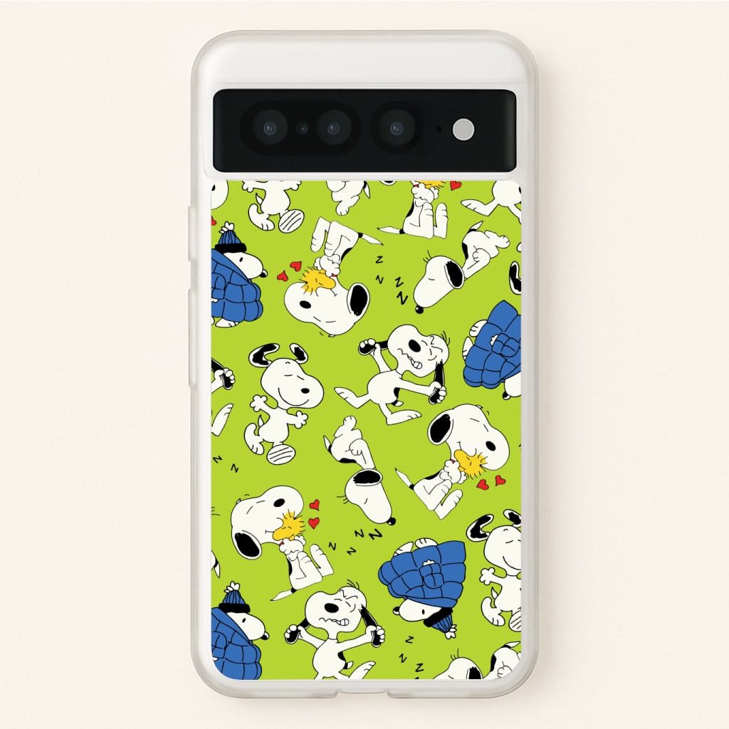 Lime Green Cartoon Beagle Pattern Phone Case