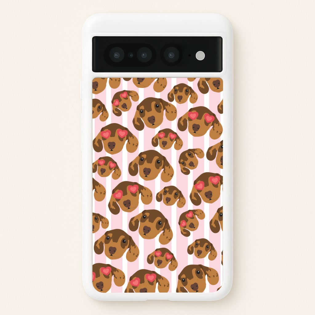 Stripes And Dachshunds Pattern Phone Case