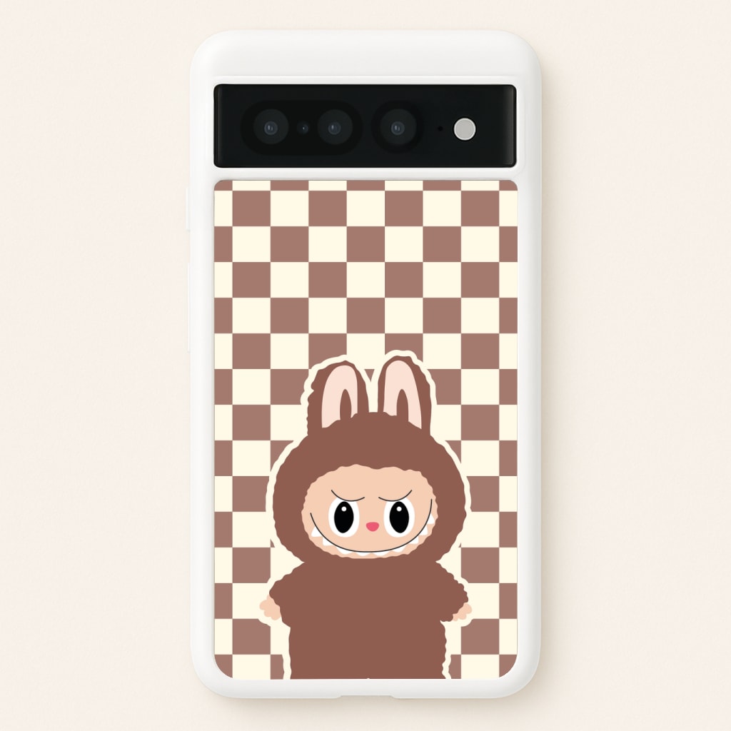 Checkered Cute Brown Monster Phone Case