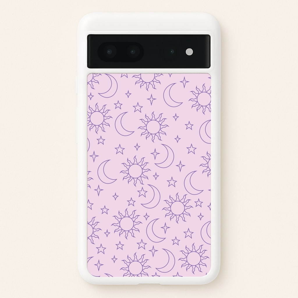 Sun, Moon And Stars Pattern Mauve Phone Case