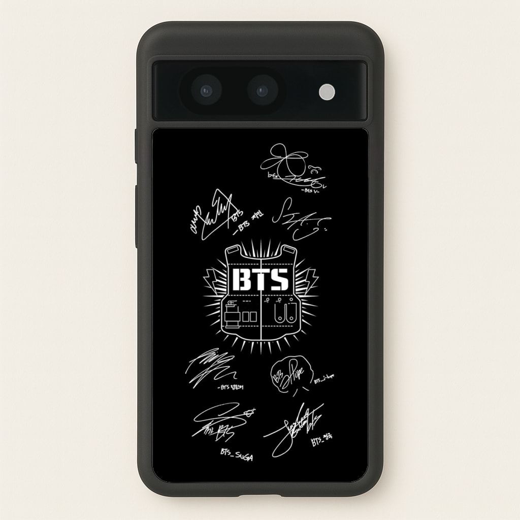 Black K-Pop Band Army Logo and Signatures Phone Case