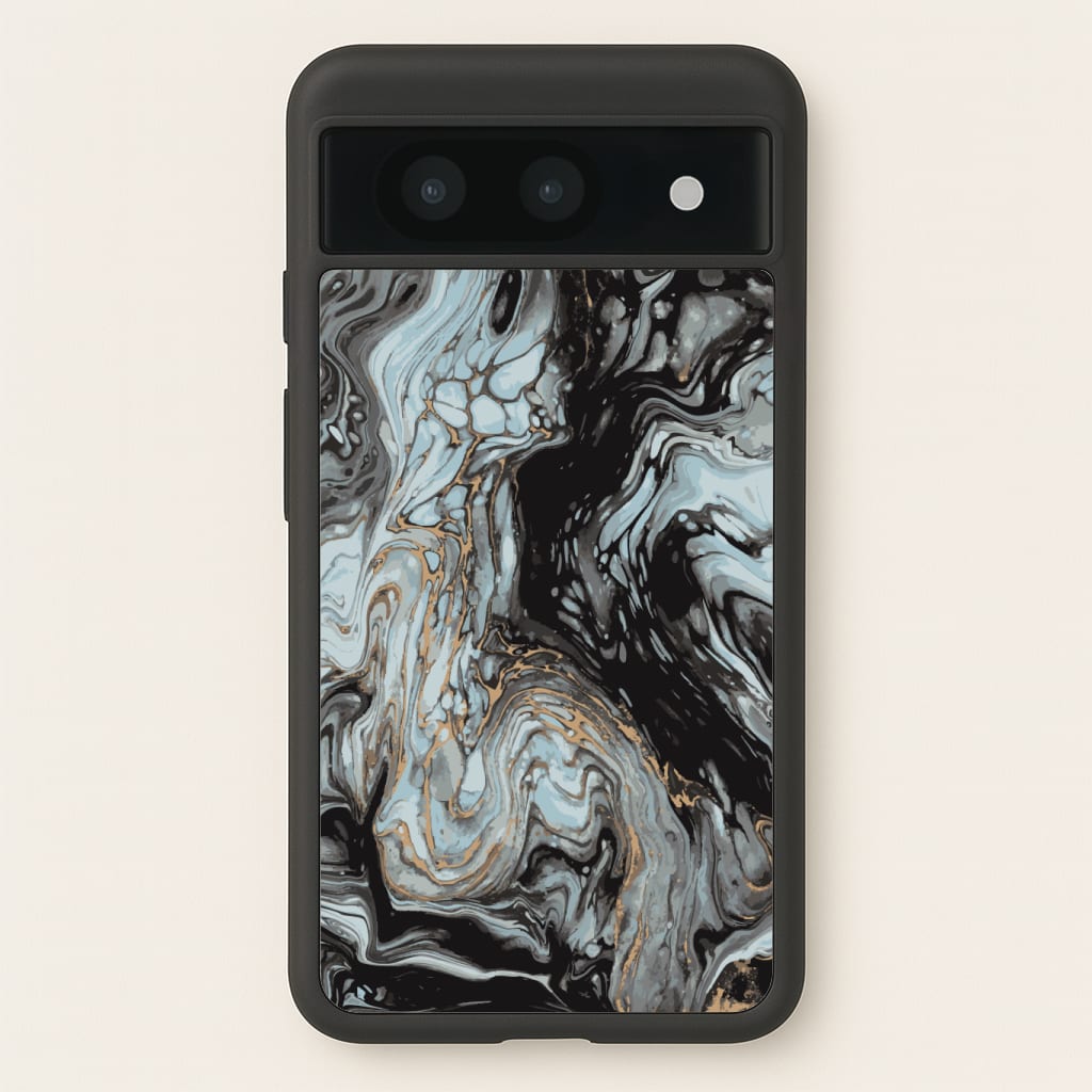Black And Gold Cloudy Marble Phone Case