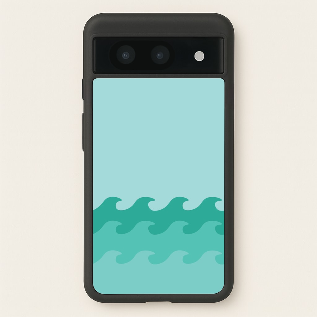Cyan Beach Waves Pattern Phone Case