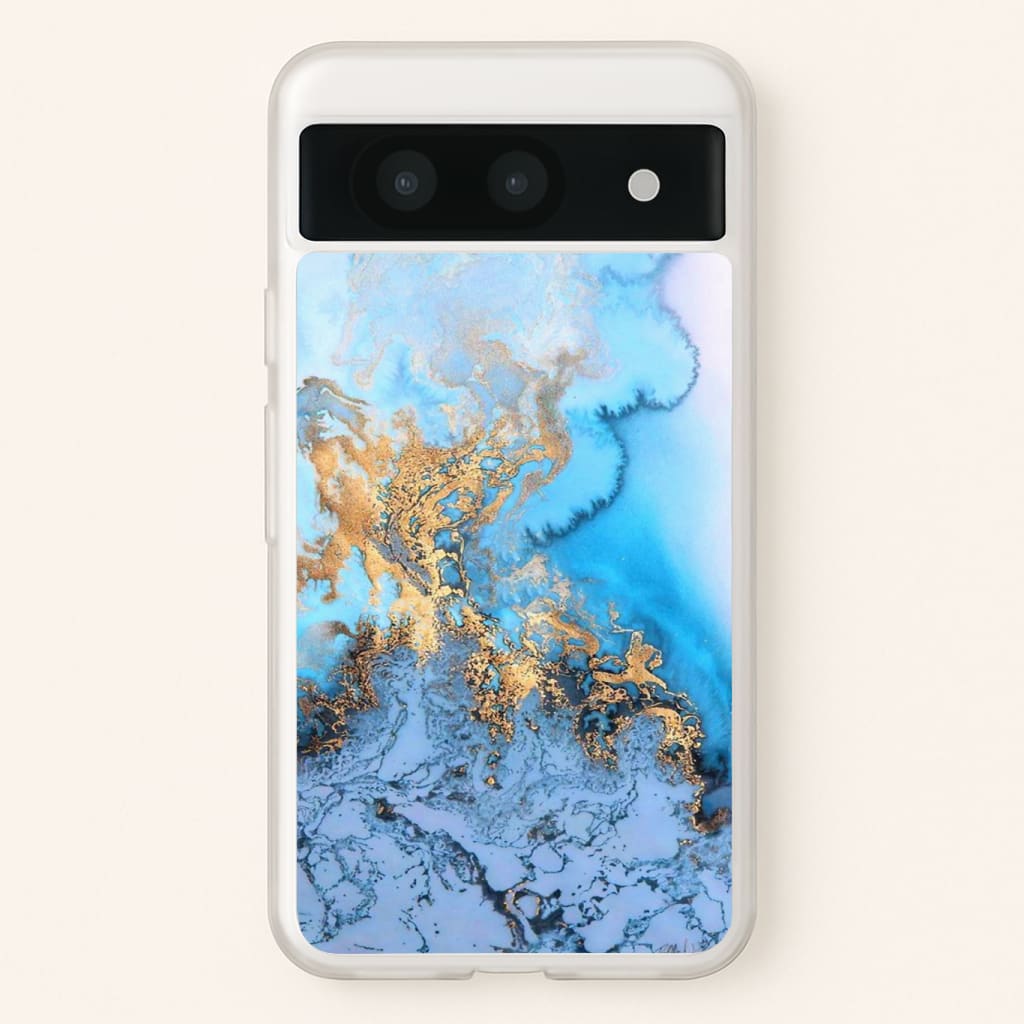 Sea Blue and Gold Marble Phone Case