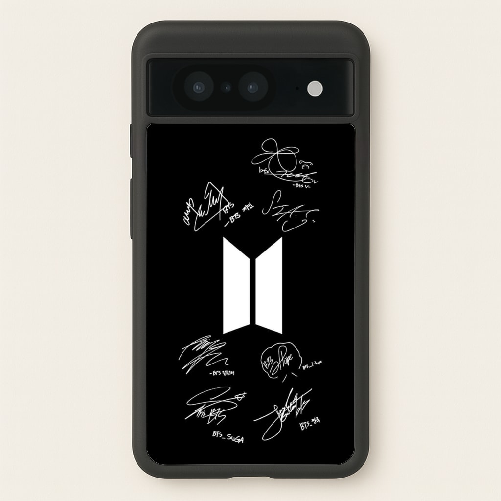 Black K-Pop Band Logo and Signatures Phone Case