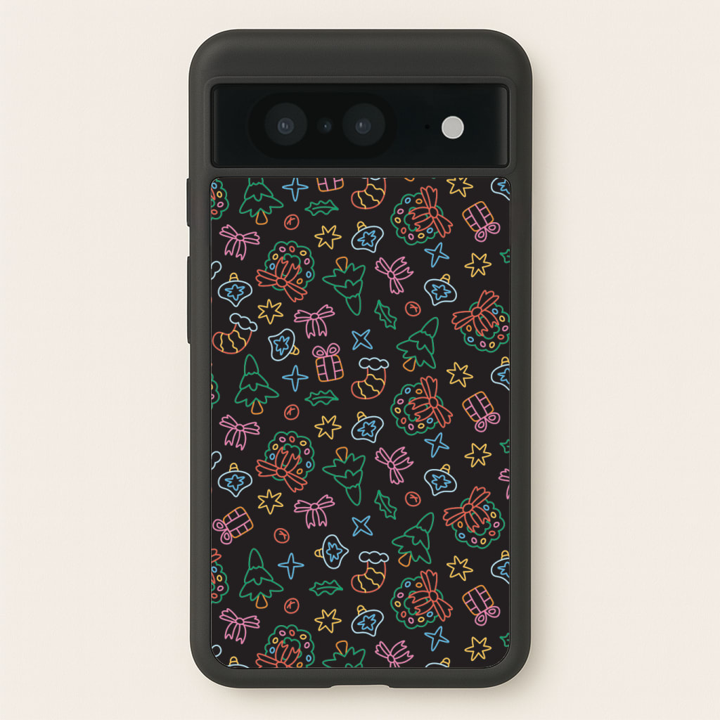 Neon Christmas Icons Pattern I Phone Case