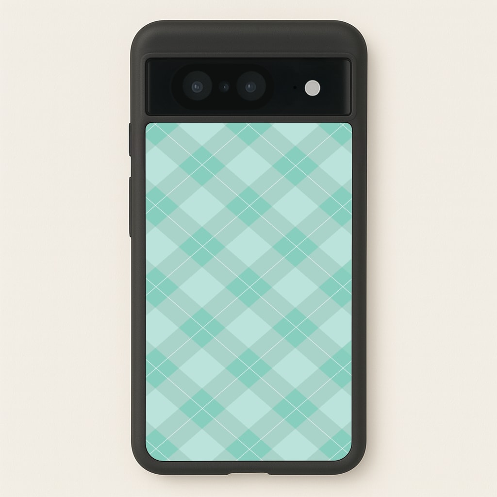 Light Cyan Tartan Christmas Pattern Phone Case