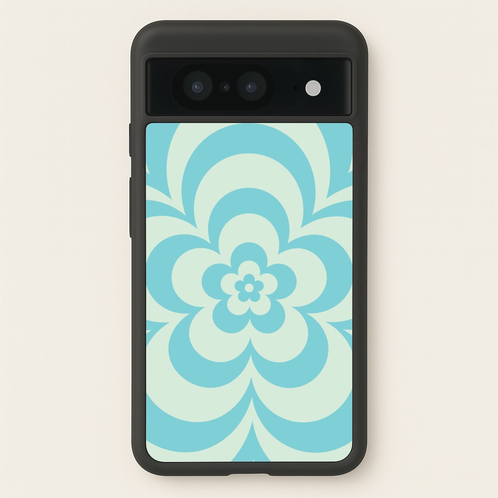 Teal Abstract Flower Pattern Phone Case