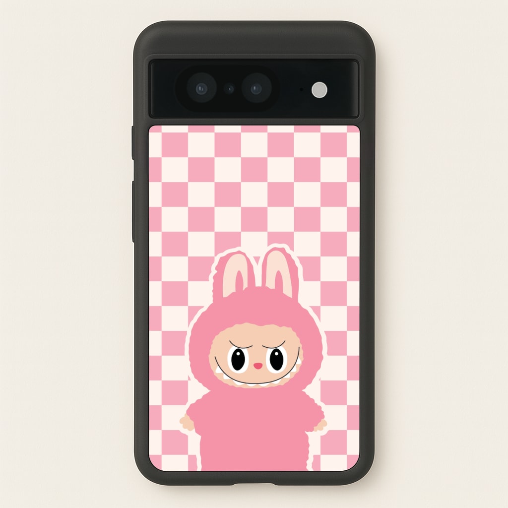 Checkered Cute Pink Monster Phone Case