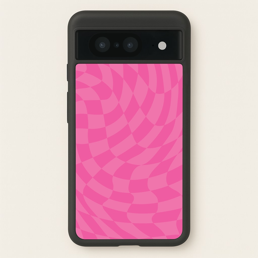 Pink Trippy Checkerboard Pattern Phone Case
