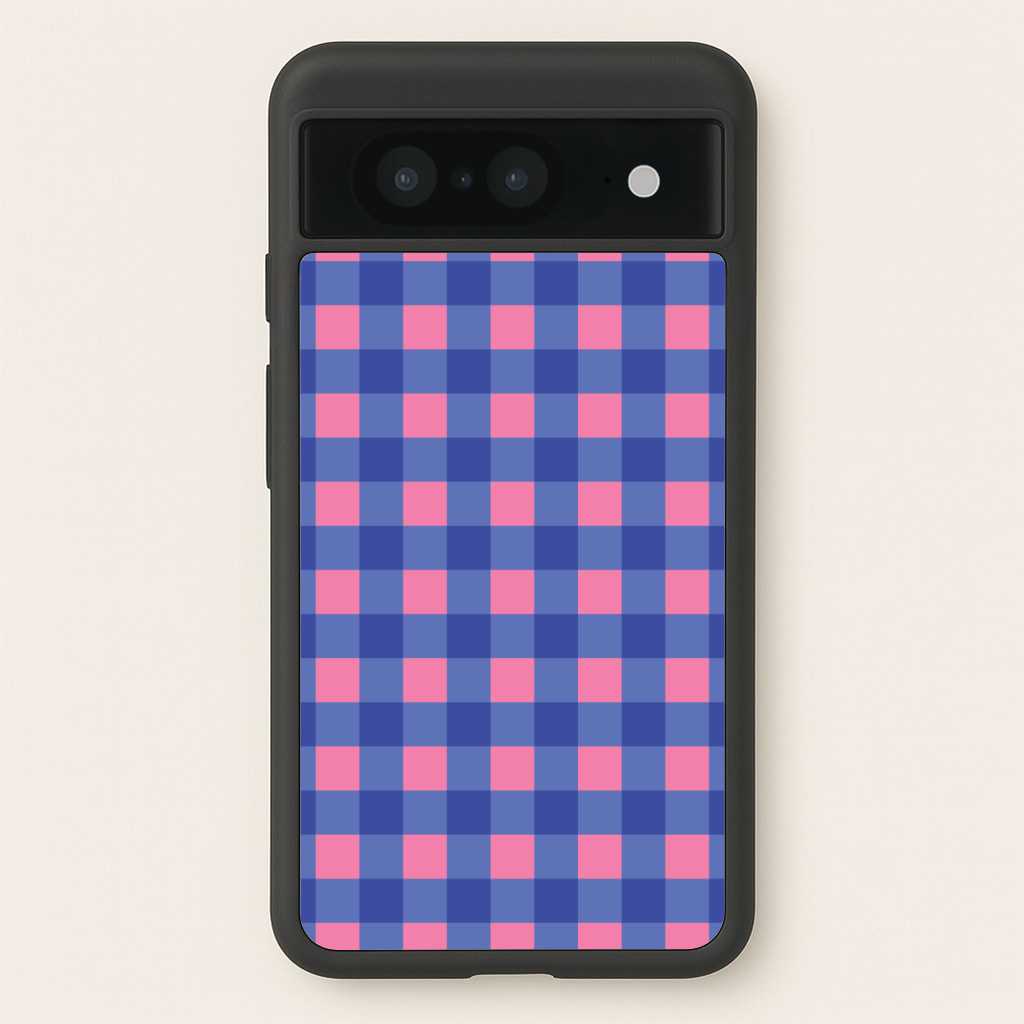 Pink And Blue Checkered Pattern Phone Case