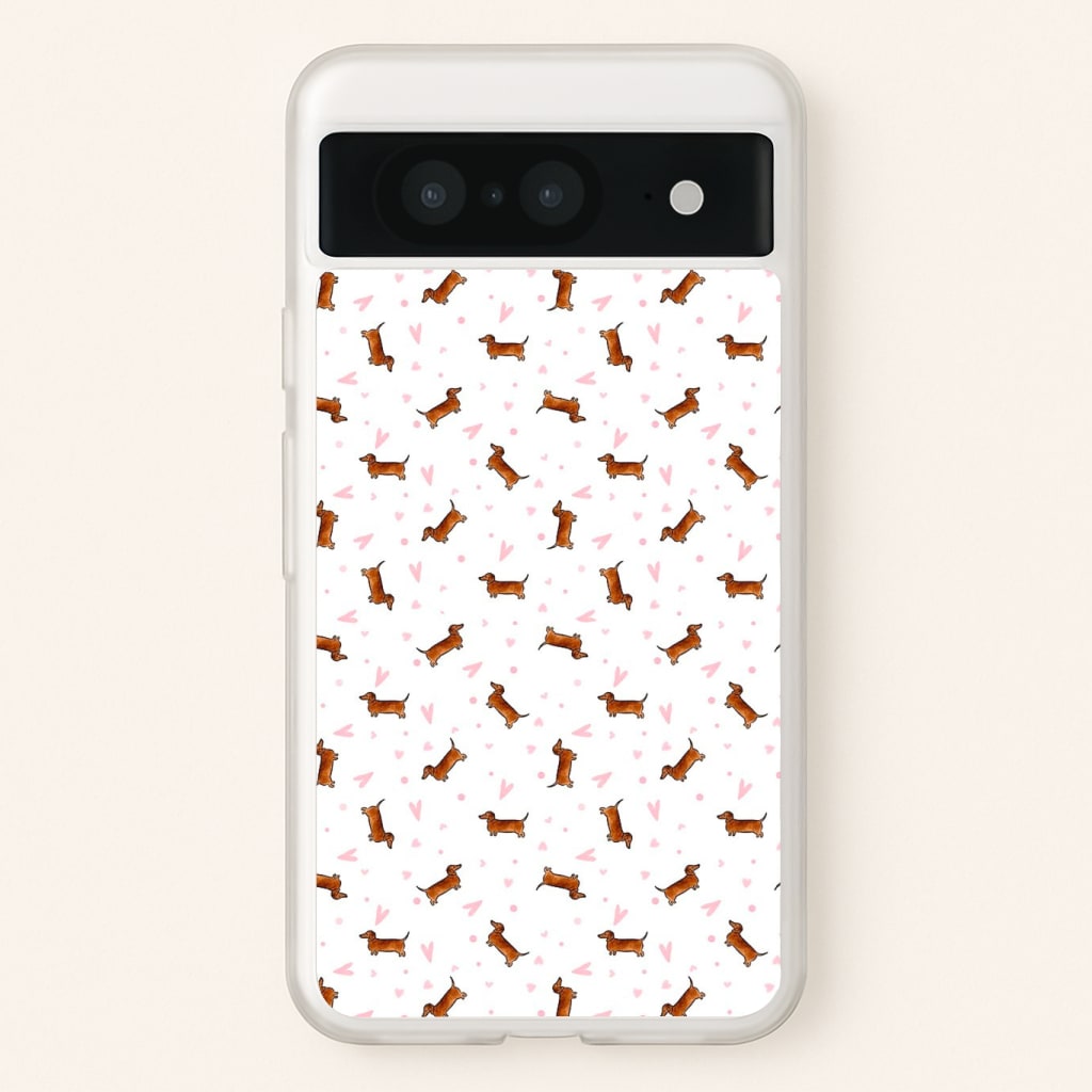 Dachshund Pattern - White Phone Case