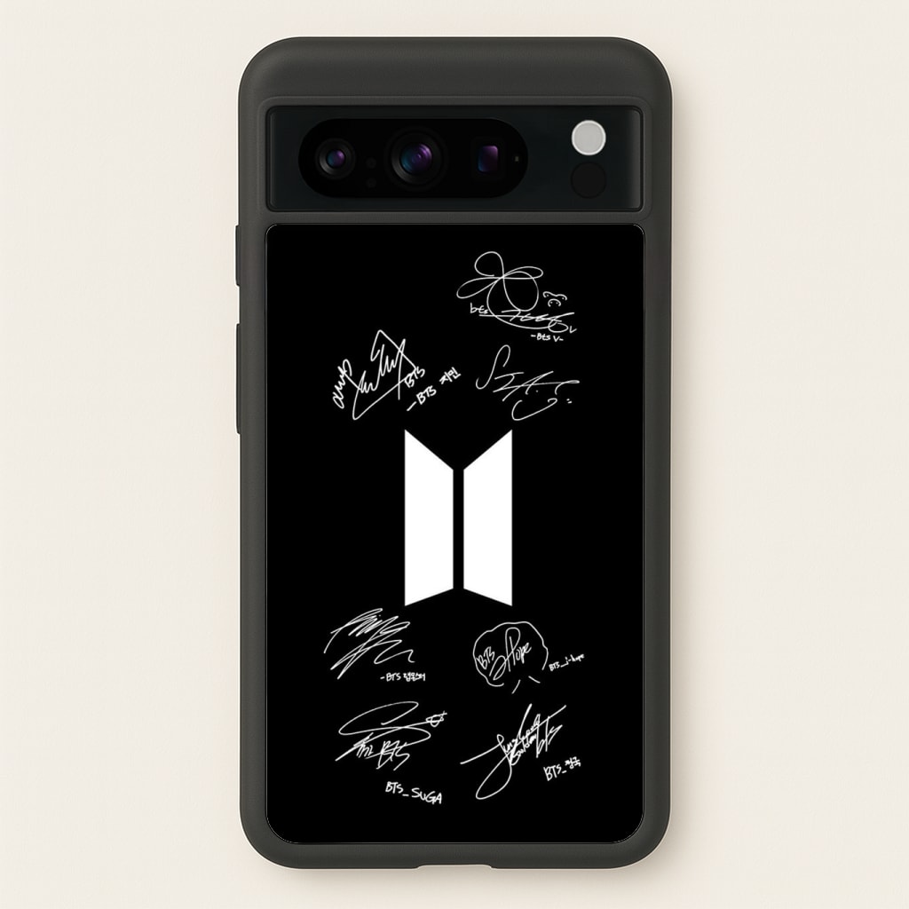 Black K-Pop Band Logo and Signatures Phone Case
