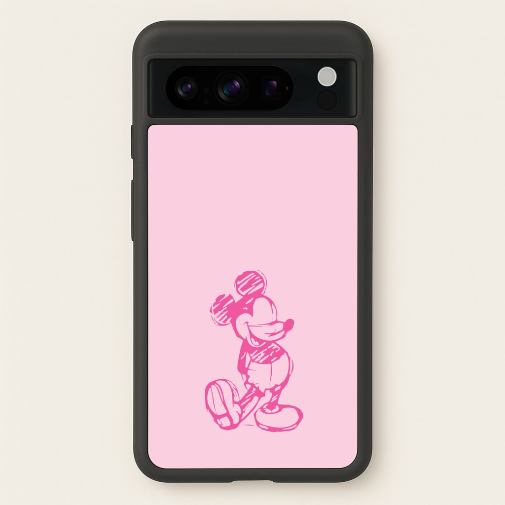Sketched Mouse Outline Pink Phone Case