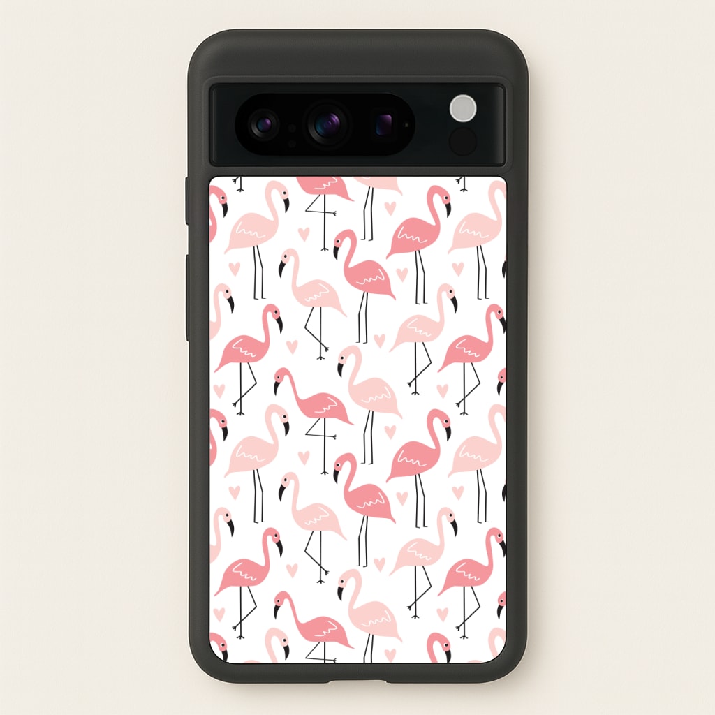 White & Pink Flamingo Pattern Phone Case