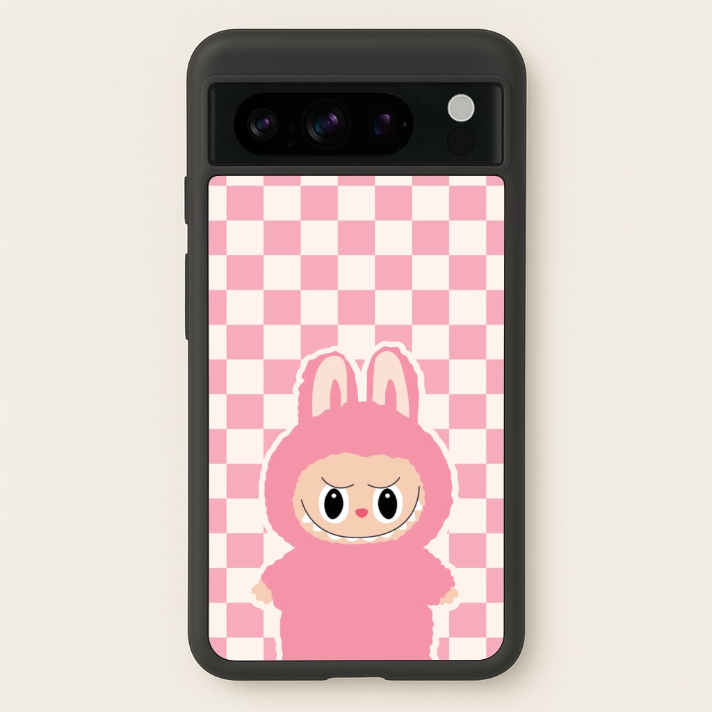 Checkered Cute Pink Monster Phone Case