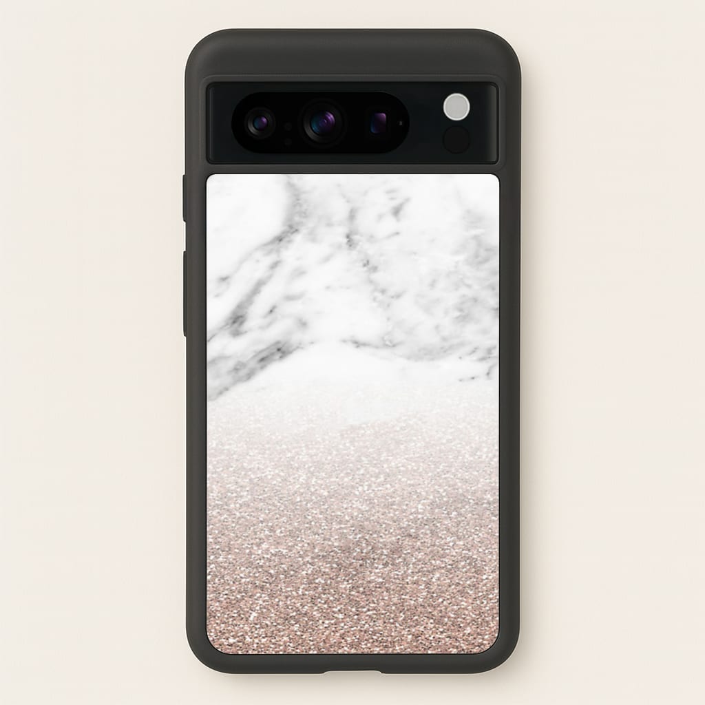 Rose Gold Glitter & Marble Phone Case