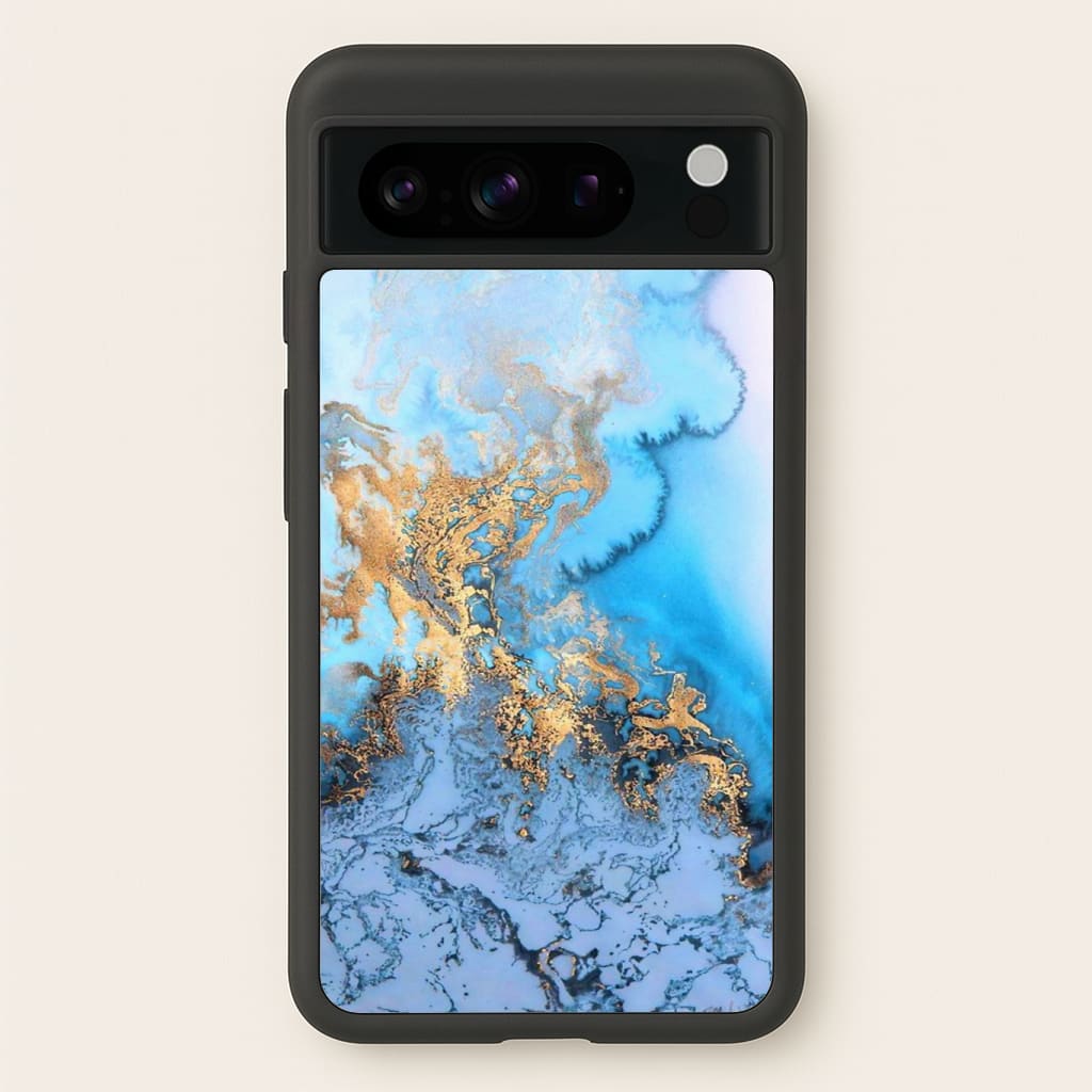 Sea Blue and Gold Marble Phone Case