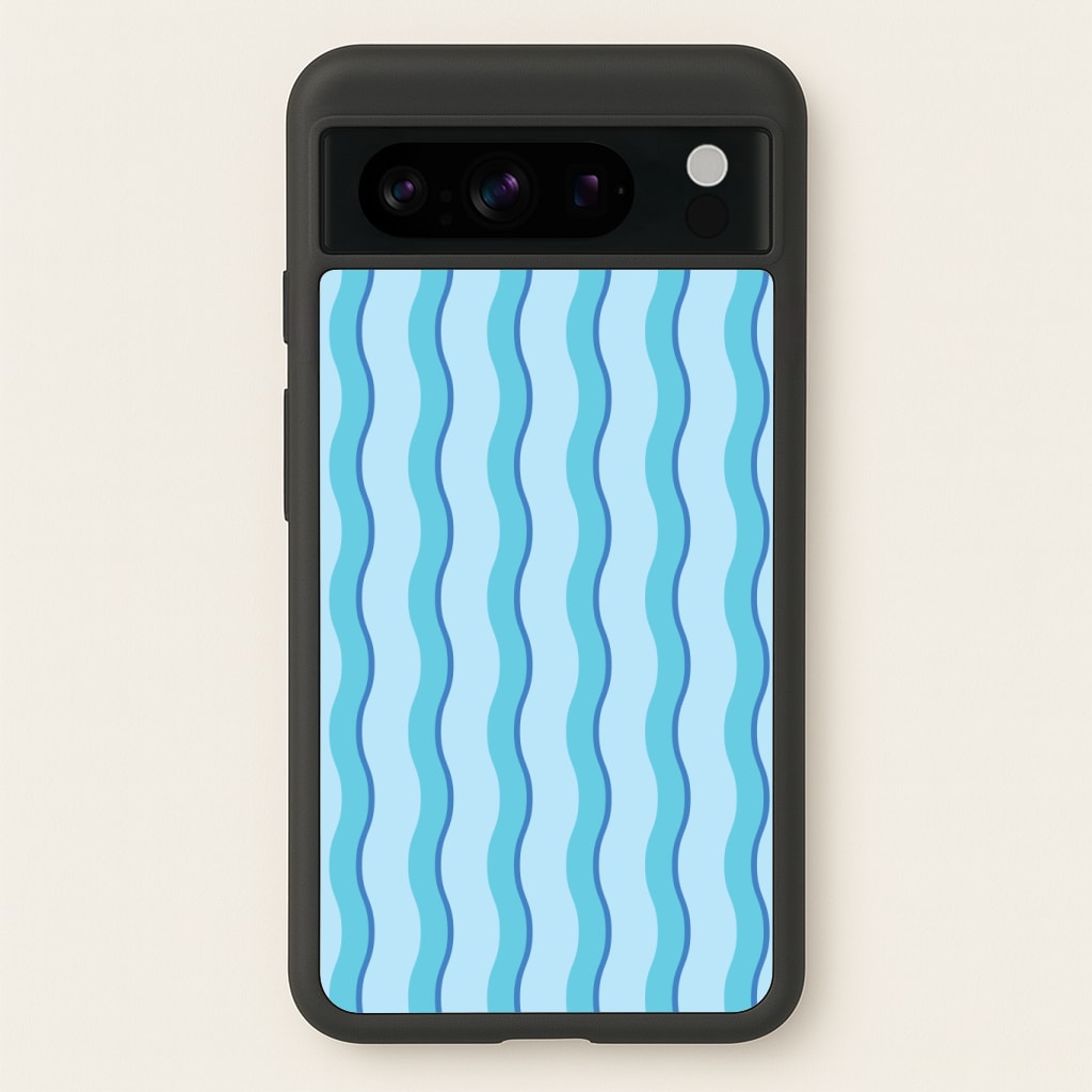 Blue Wavy Stripes Pattern Phone Case