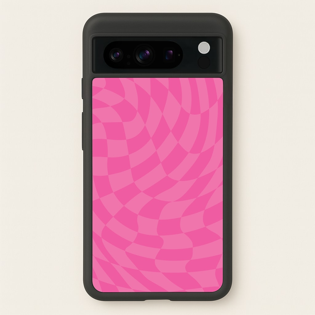 Pink Trippy Checkerboard Pattern Phone Case