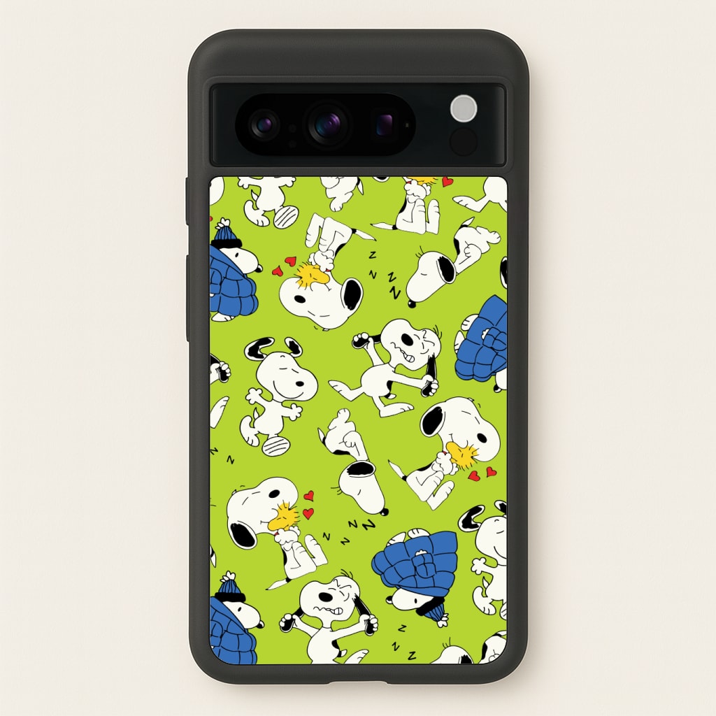 Lime Green Cartoon Beagle Pattern Phone Case