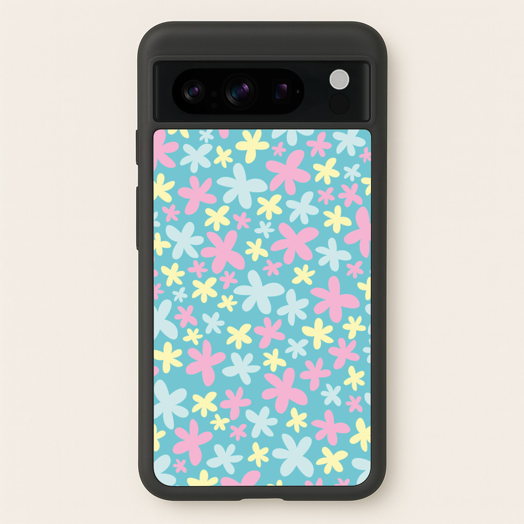 Blue, Pink And Yellow Flowers - Spring Patterns Phone Case