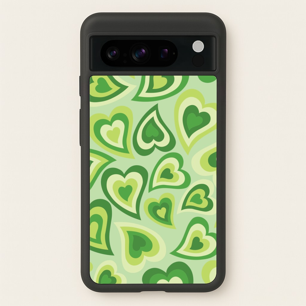 Green Hearts - Trippy Patterns Phone Case