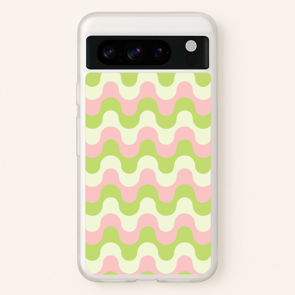 Green And Pink Retro Waves Pattern Phone Case