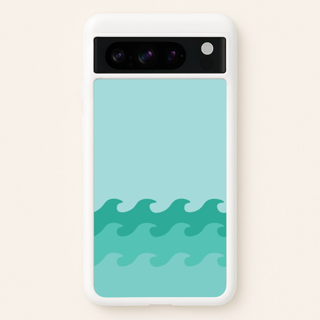 Cyan Beach Waves Pattern Phone Case
