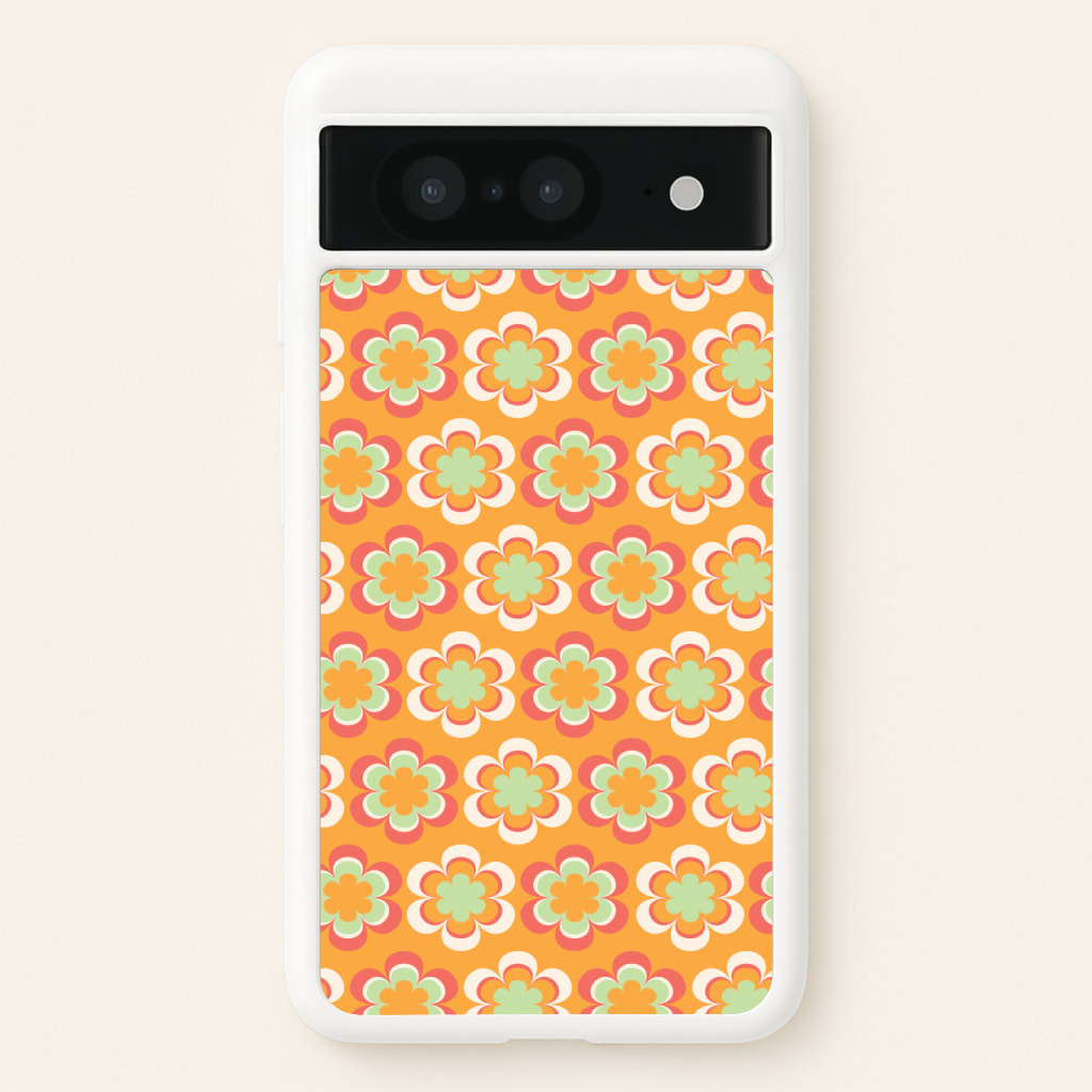 Orange Retro Flowers Pattern Phone Case