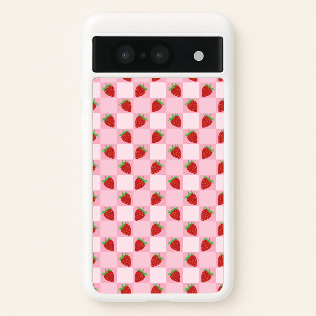 Checkered Strawberries Pattern Phone Case