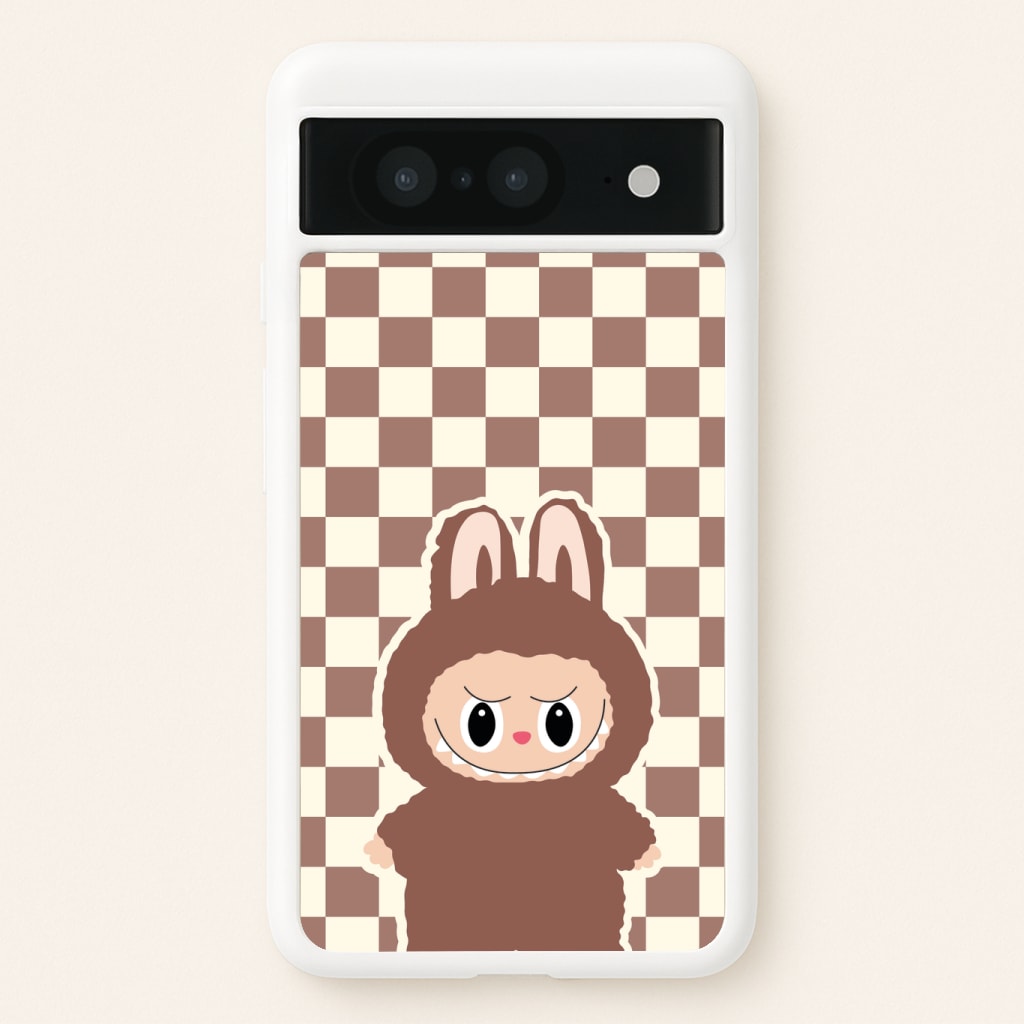 Checkered Cute Brown Monster Phone Case