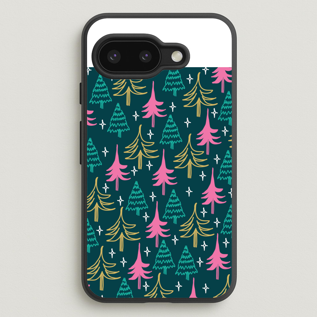 Colourful Sketched Christmas Trees Pattern Phone Case
