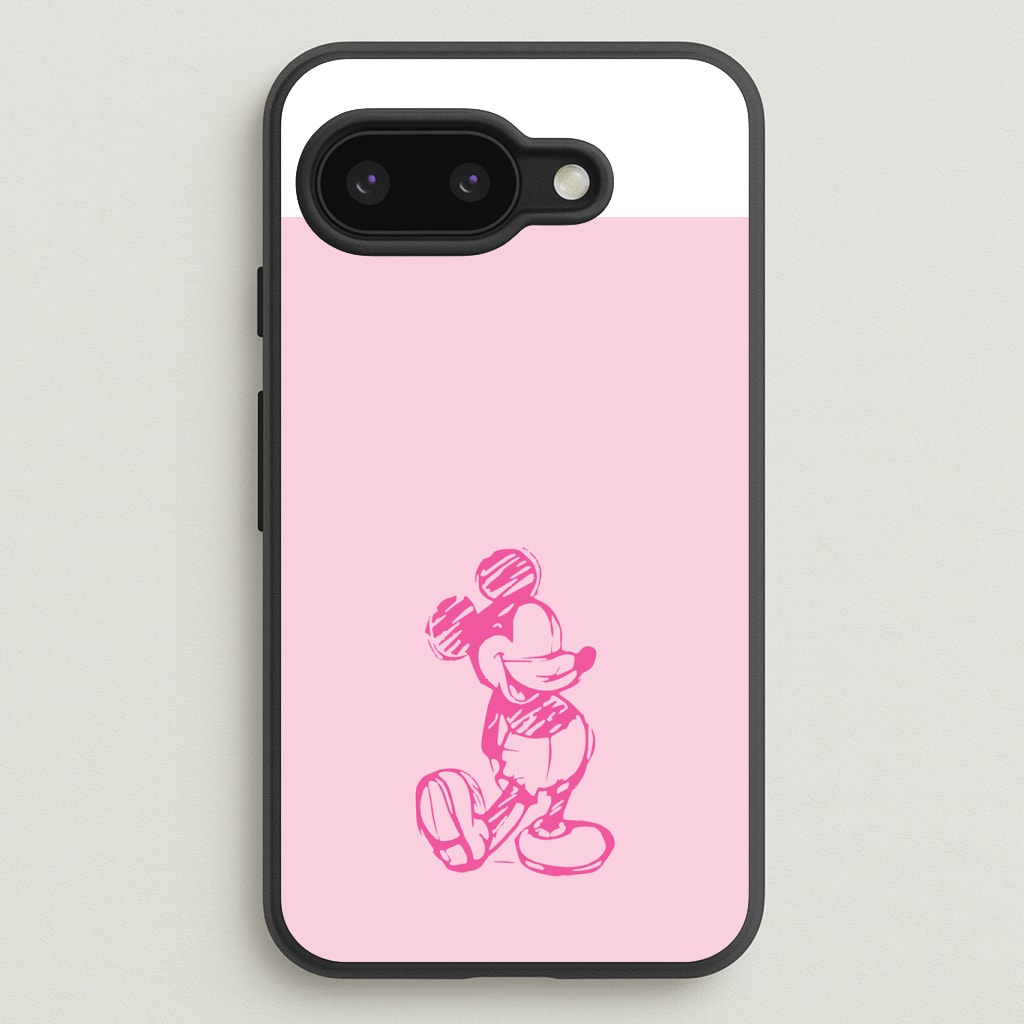 Sketched Mouse Outline Pink Phone Case