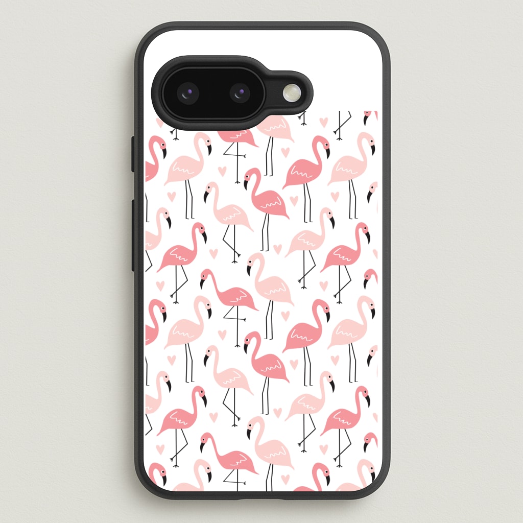 White & Pink Flamingo Pattern Phone Case