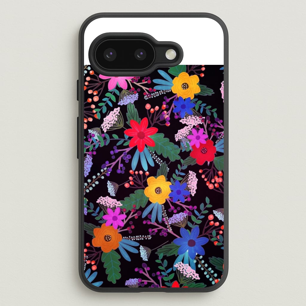 Black & Colourful Floral Pattern Phone Case