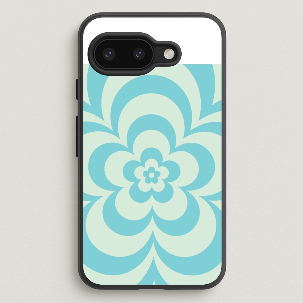 Teal Abstract Flower Pattern Phone Case