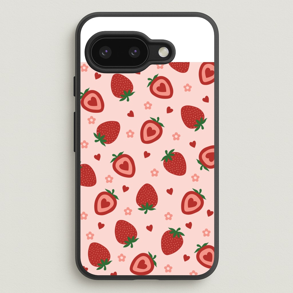 Strawberries And Hearts - Fruit Patterns Phone Case